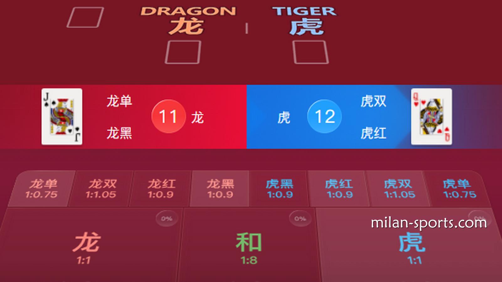 玩腻了百家乐游戏，来体验下米兰体育龙虎斗游戏